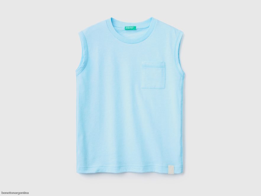 Benetton Argentina Benetton neon azul cielo ninos camiseta sin mangas en tejido reciclado Z2HDHP1694 Z2HDHP1694 Benetton Argentina Moda y Ropa Comoda Benetton Descuento por volumen en todas las benett...